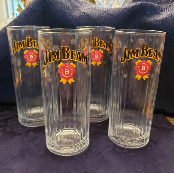 New Set of 7 JIM BEAM SNOWFLAKES HIGHBALL GLASSES - Picture 9 of 12